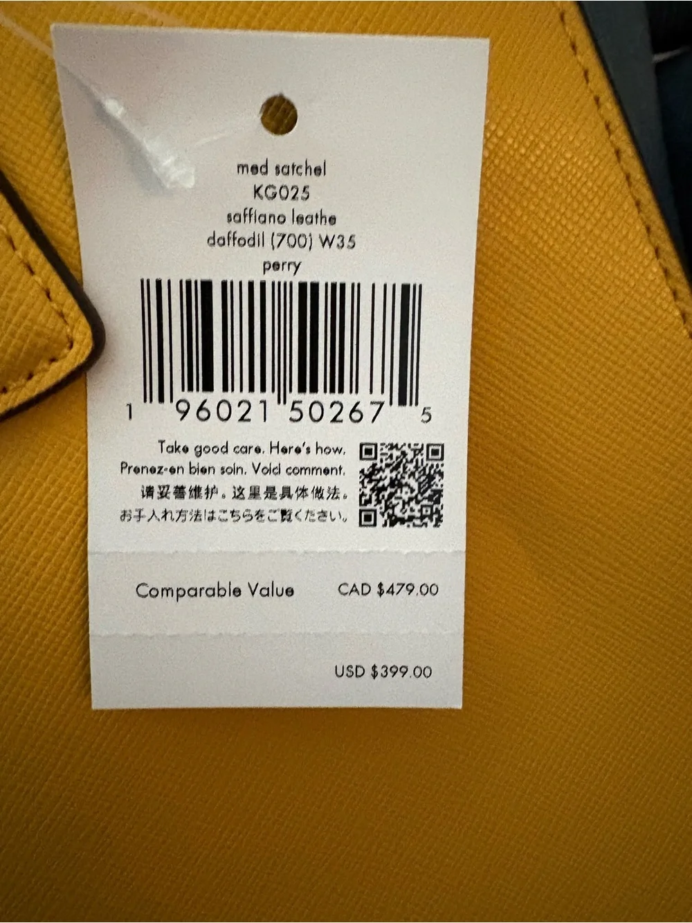 kate spade Yellow Saffiano Dome Satchel